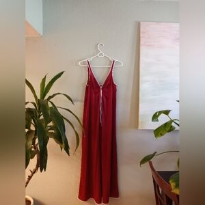 Vintage Vassarette slip/dress in classic red with white piping